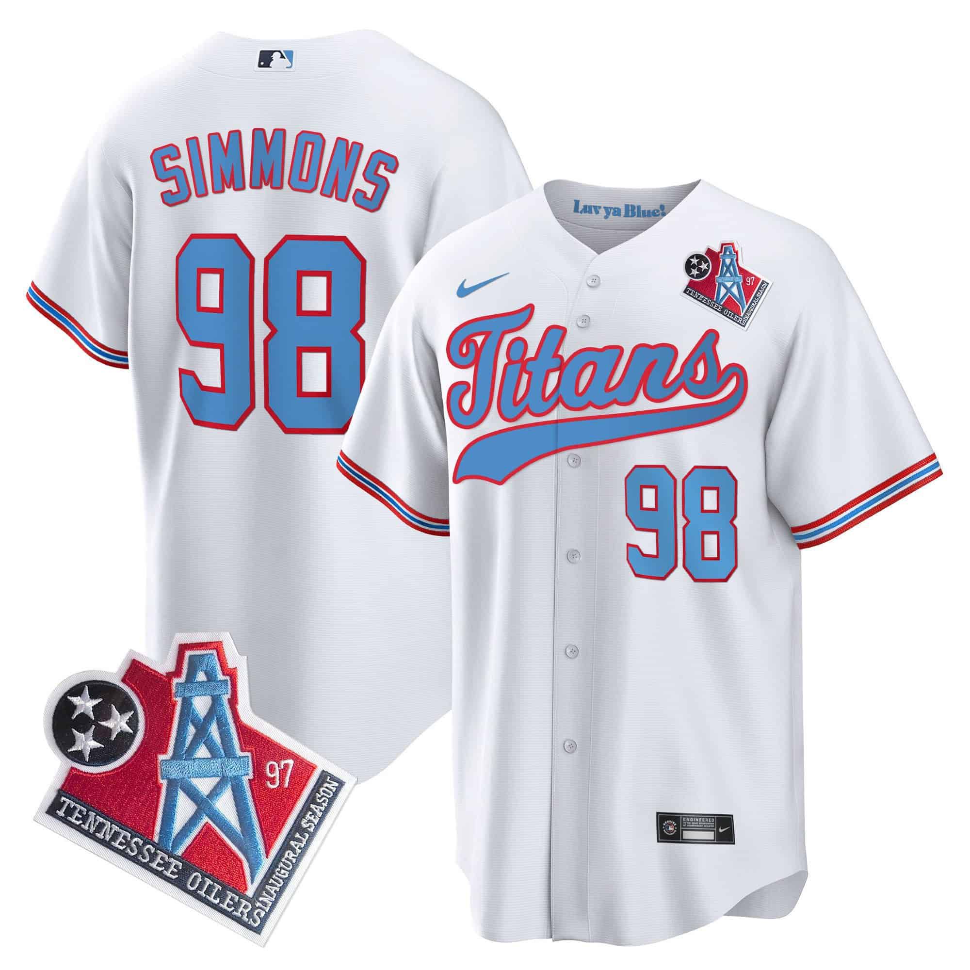 Men Tennessee Titans 98 Simmons White Nike 1997 Throwback Limited Cool Base NFL Jersey